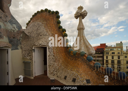 Casa Baltlo, Rooftop, Barcelona, Spain Stock Photo