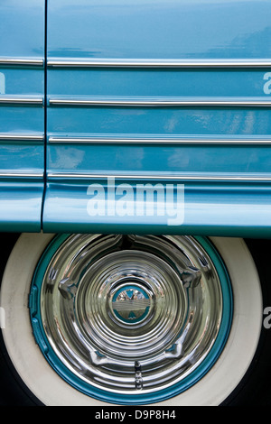 American classic car 1950 Oldsmobile Super 88 wheel and retro design detail Stock Photo