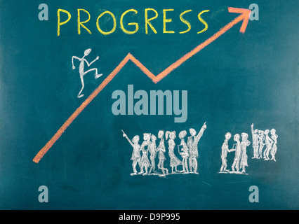 Progress concept on blackboard Stock Photo