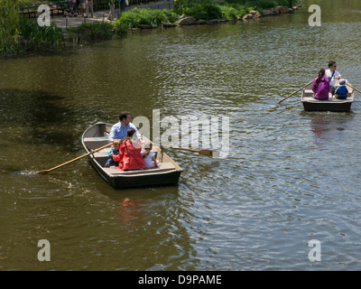 Rowboats on [The Lake]  in Central Park, NYC Stock Photo