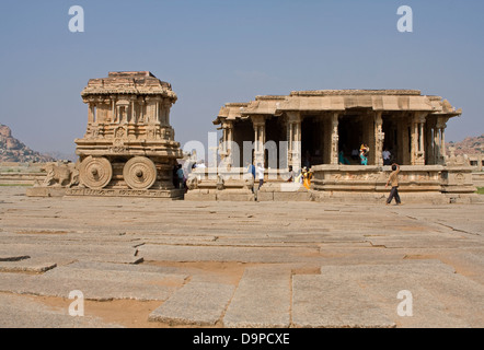 Asia, India, Karnataka, Hampi, Vitthala Temple, Vishnus Stone Car. Stock Photo
