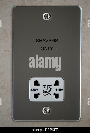 Bathroom shaving socket UK voltage Stock Photo