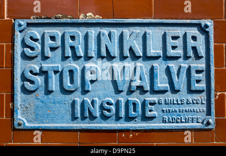 Sprinkler Stop Valve Inside Sign Stock Photo