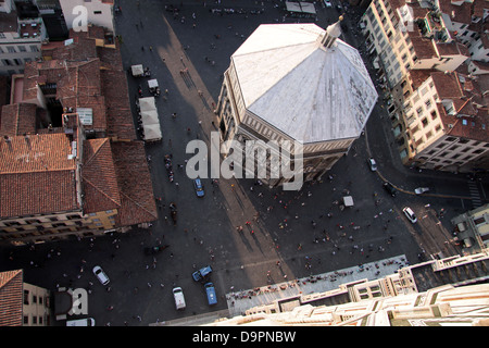 View from Cathedral of Santa Maria del Fiore in Florence on the Baptistry Stock Photo