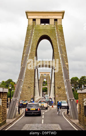 A view of the north entrance to the Clifton Suspension Bridge Stock Photo