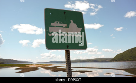 The Englishtown ferry sign In Nova Scotia, On July 25th, 2011. Stock Photo