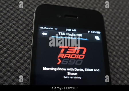 TSN 690 radio on an Apple iPhone. Stock Photo