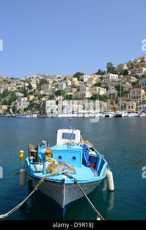 Symi Harbour, Symi (Simi), Rhodes (Rodos) Region, The Dodecanese, South Aegean Region, Greece Stock Photo