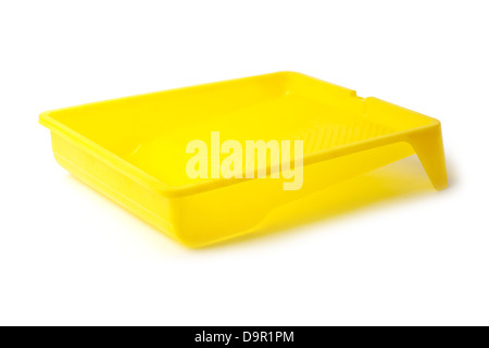 yellow Paint tray isolated on black background Stock Photo