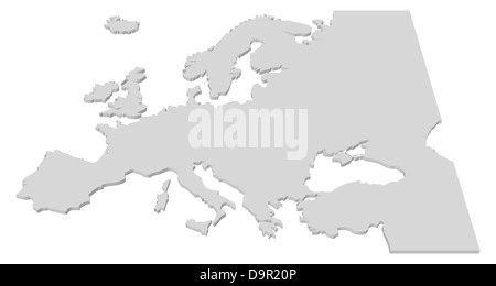 Black and White 3D Map of the European Countries Stock Photo
