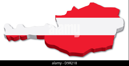 3D Austria map with flag illustration on white background Stock Photo