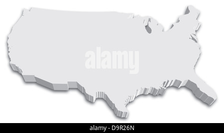 An US State map in Black and White 3D Stock Photo