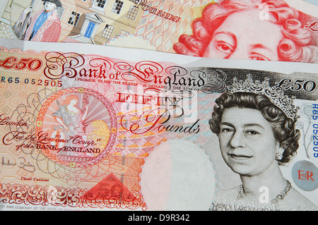 Two fifty pound notes, England, UK, Western Europe. Stock Photo