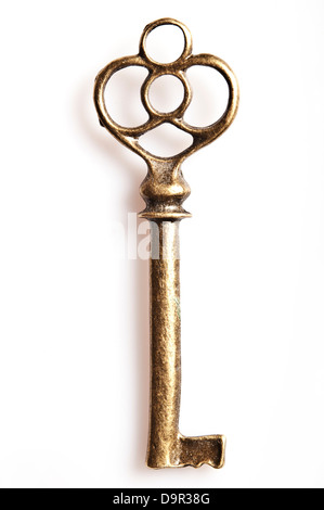 ornate antique golden skeleton key, isolated Stock Photo - Alamy