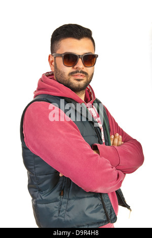 Rapper man posing with arms folded isolated on white background Stock ...