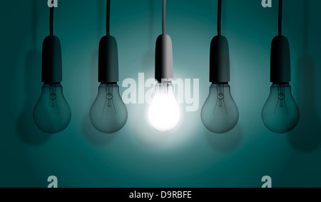 Light bulbs in row Stock Photo