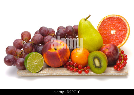 plate with fresh mixed fruits Stock Photo