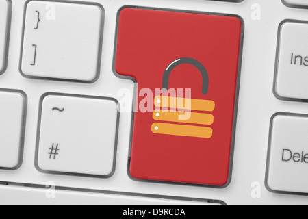 Red enter button on keyboard Stock Photo