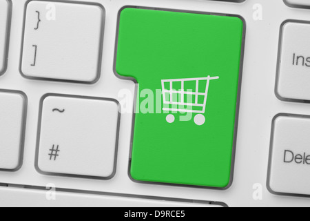 Green trolley button on keyboard Stock Photo