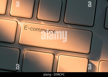 Keyboard with close up on e-commerce button Stock Photo