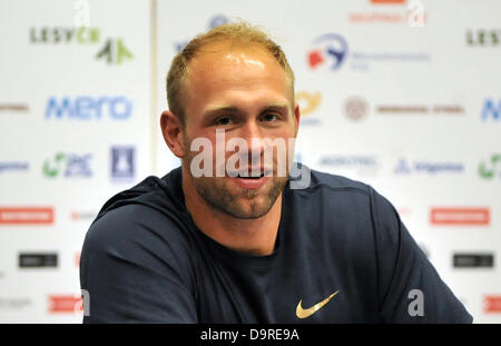 Ostrava, Czech Republic. 25th June 2013. German discus thrower Robert Harting is seen at the press conference with stars of the athletic meeting Golden Spike (Zlata tretra) in Ostrava, Czech Republic, June 25, 2013. (CTK Photo/Jaroslav Ozana/Alamy Live News) Stock Photo