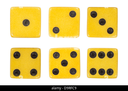Vintage dice extreme macro isolated on white. Stock Photo