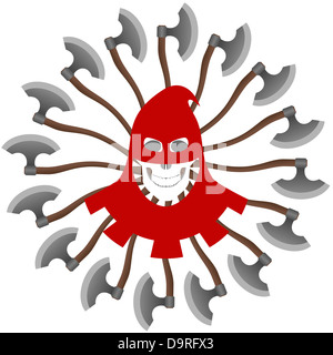 The executioner mask and axes to perform executions. The illustration on a white background. Stock Photo