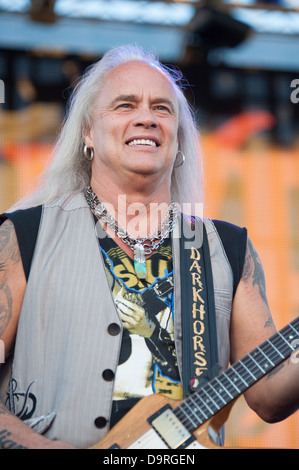 LINCOLN, CA - June 22: Rickey Medlocke with Lynyrd Skynyrd performs at Thunder Valley Casino and Resort in Lincoln, California Stock Photo