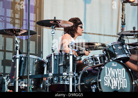 LINCOLN, CA - June 22: Michael Cartellone with Lynyrd Skynyrd performs at Thunder Valley Casino and Resort in California Stock Photo