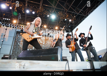 LINCOLN, CA - June 22: Lynyrd Skynyrd performs at Thunder Valley Casino and Resort in Lincoln, California on June 22, 2013 Stock Photo