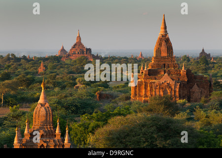 balloons over the Temples of Bagan at dawn, Myanmar (Burma) Stock Photo