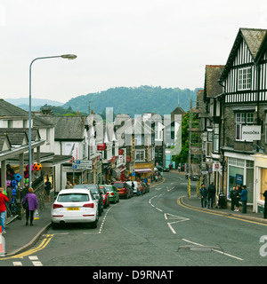 Windermere town shops centre, Cumbria, Lake District national park, UK, England Stock Photo