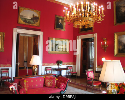 The Red Room, The White House, Washington, District of Columbia, United States of America Stock Photo