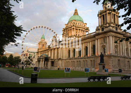 City Hall and big wheel. elfast. Northern Ireland. United Kingdom. Europe Stock Photo