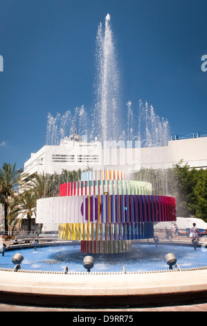 Israel Tel Aviv the Fire & Water Dizengoff Square fountain water feature modern contemporary kinetic sculpture by Yaacov Agam in 1986 Stock Photo