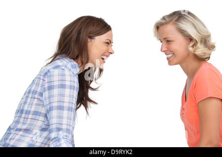 Two friends laughing together Stock Photo