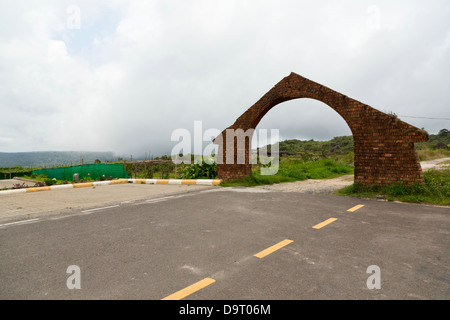Old colonial Archway on Bokor Hill in the Kampot Province, Cambodia Stock Photo