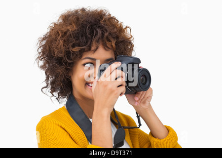 Pretty girl taking a photo Stock Photo