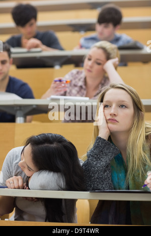 Bored students sitting in a lecture hall Stock Photo