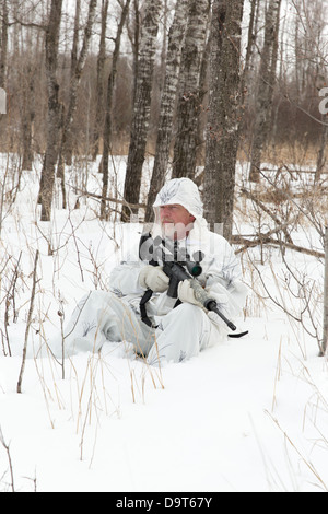 Coyote hunting in the winter Stock Photo