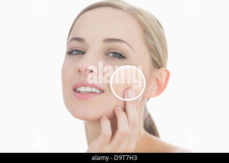 Close up woman pointing her skin underarm. problem armpit fat skin concept  Stock Photo - Alamy