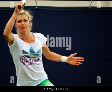 Maria Kirilenko (Russia) on the practice court at Eastbourne, 2013 Stock Photo