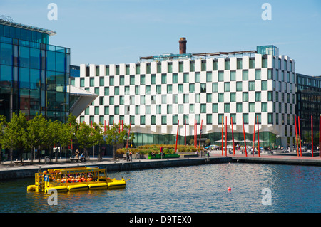 Amphibious Viking Splash Tour boat bus Grand Canal Docks in Docklands former harbour area central Dublin Ireland Europe Stock Photo