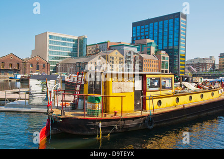 Boats in Grand Canal Docks in Docklands former harbour area central Dublin Ireland Europe Stock Photo