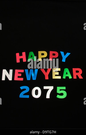 HAPPY NEW YEAR 2075 Stock Photo