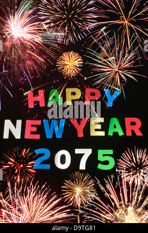 HAPPY NEW YEAR 2075 Stock Photo