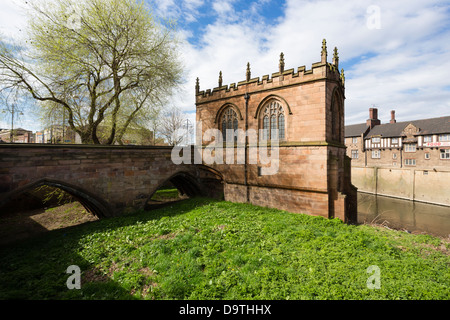 The Chapel of Our Lady on Rotherham Bridge. The Chapel was built in 1483 and is one of four surviving bridge chapels in the UK. Stock Photo