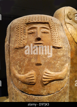 ancient human shaped sarcophagus, 13th century BC, Deir-al-Balah, Israel Museum, Jerusalem Stock Photo