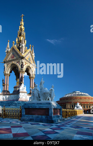 The Albert Memorial with the Royal Albert Hall in the background, London, England, UK Stock Photo