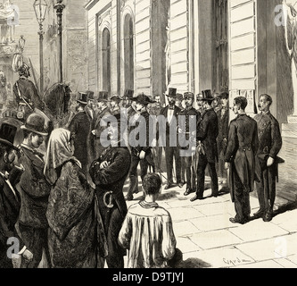 Arsenio Martinez Campos (1831-1900). Spanish military. Arrival in Barcelona after the pacification of Catalonia. Engraving. Stock Photo